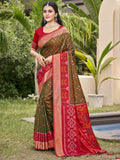 Brown POORVIKA SILK VOL 2 Pochampalli Silk Saree with Blouse Piece