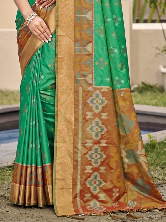 Brown POORVIKA SILK VOL 2 Pochampalli Silk Saree with Blouse Piece