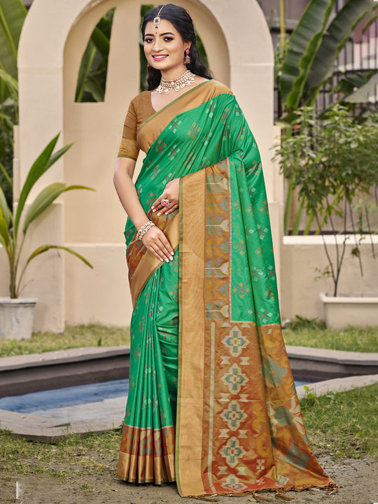 Brown POORVIKA SILK VOL 2 Pochampalli Silk Saree with Blouse Piece