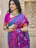 Sea Green Pochampalli Silk Saree With Blouse Piece