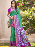 Green Pochampalli Silk Saree With Blouse Piece