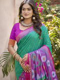 Green Pochampalli Silk Saree With Blouse Piece