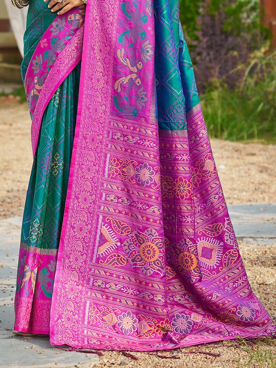 Sea Green Soft Silk Saree With Blouse Piece