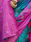 Sea Green Soft Silk Saree With Blouse Piece
