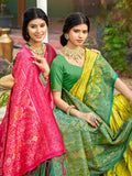 Mehandi Soft Silk Saree With Blouse Piece