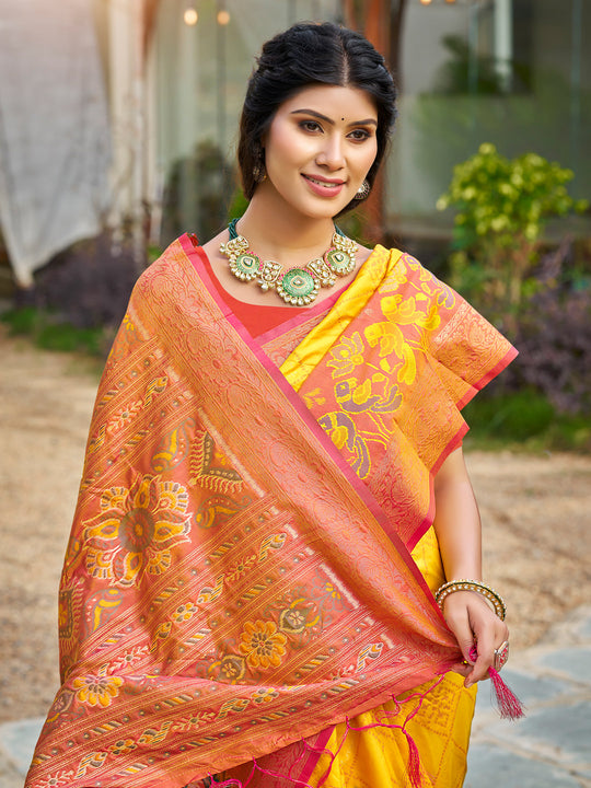 Yellow Soft Silk Saree With Blouse Piece