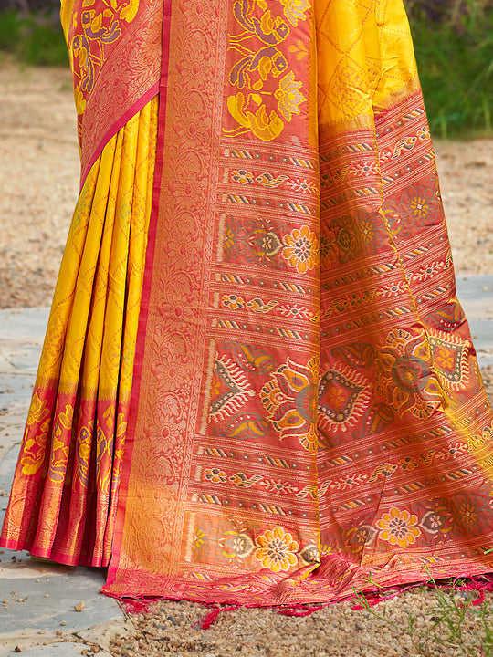 Yellow Soft Silk Saree With Blouse Piece