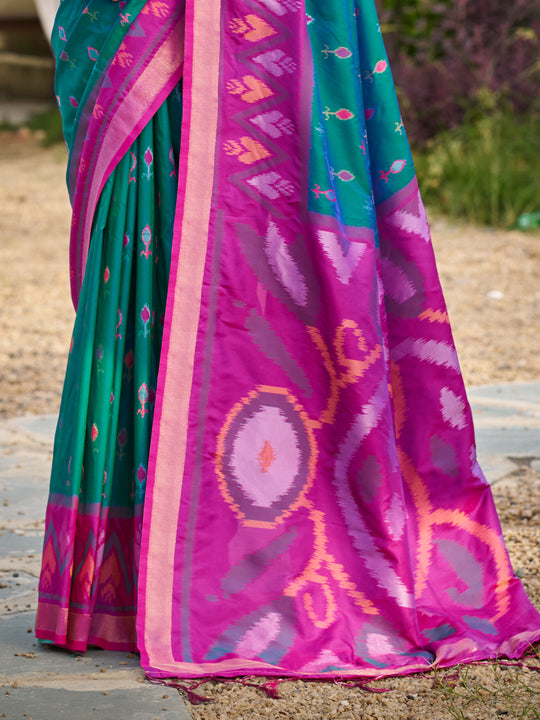 Sea Green Soft Silk Saree With Blouse Piece