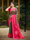 Mehandi Soft Silk Saree With Blouse Piece