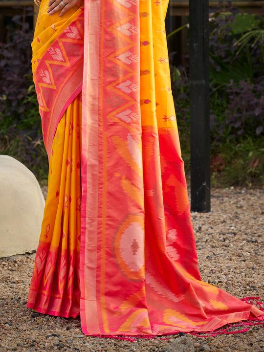 Yellow Soft Silk Saree With Blouse Piece