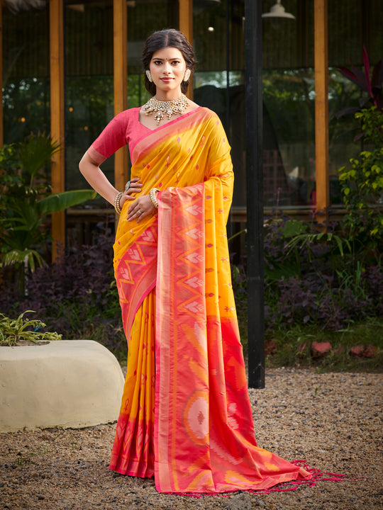 Yellow Soft Silk Saree With Blouse Piece