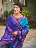 Blue Soft Silk Saree With Blouse Piece