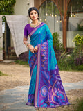 Blue Soft Silk Saree With Blouse Piece