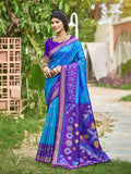 Blue Soft Silk Saree With Blouse Piece