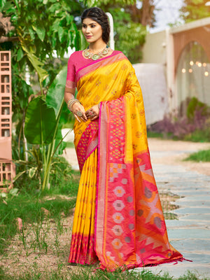 Yellow Soft Silk Saree With Blouse Piece