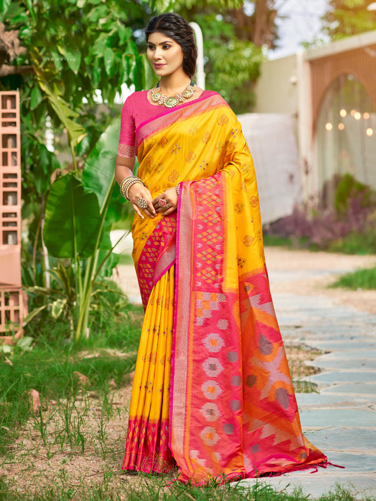 Yellow Soft Silk Saree With Blouse Piece