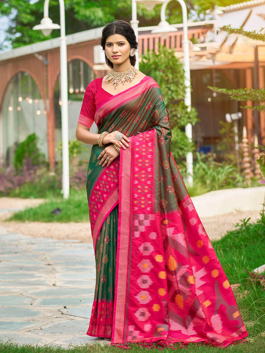 Mehandi Soft Silk Saree With Blouse Piece