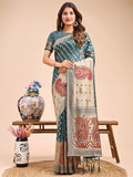 Sea Green Linen Cotton Saree With Blouse Piece