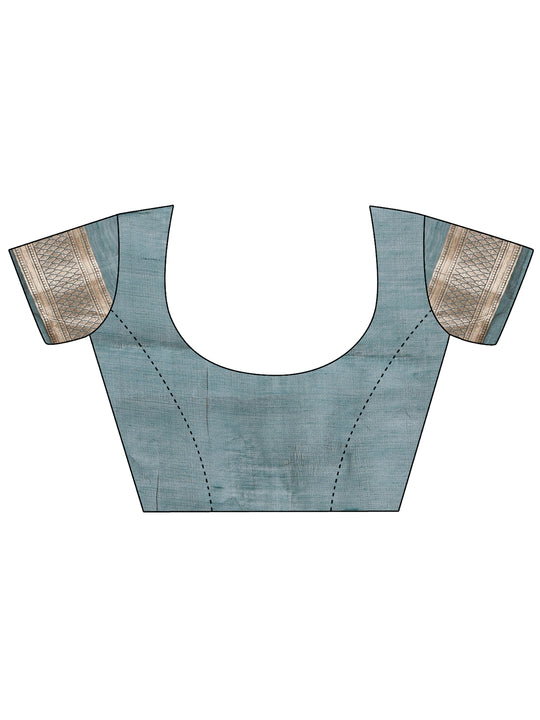 Sea Green Linen Cotton Saree With Blouse Piece