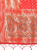Red Linen Cotton Saree With Blouse Piece
