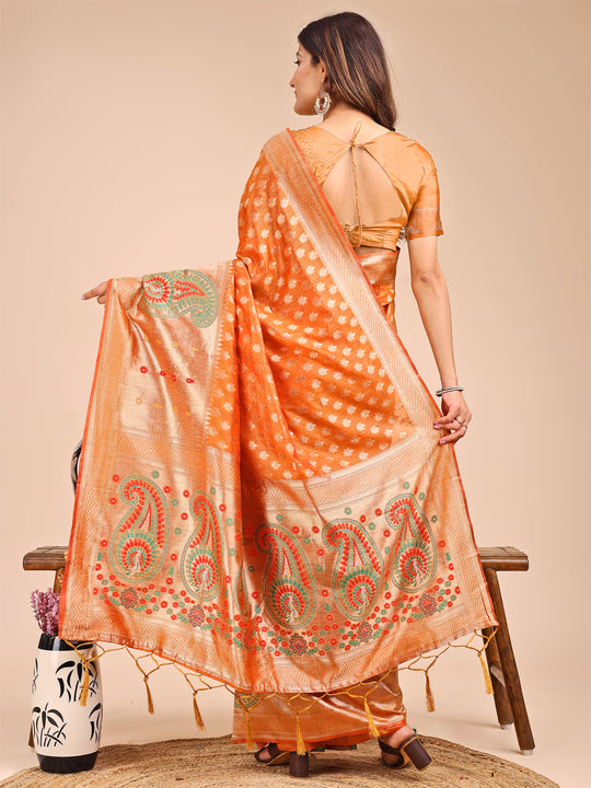 Mustrad Linen Cotton Saree With Blouse Piece