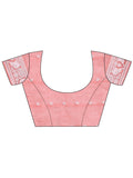 Peach Linen Cotton Saree With Blouse Piece