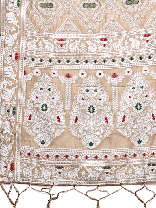 Brown Linen Cotton Saree With Blouse Piece