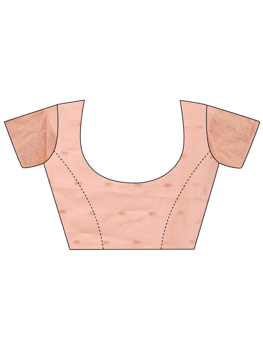 Peach Linen Cotton Saree With Blouse Piece