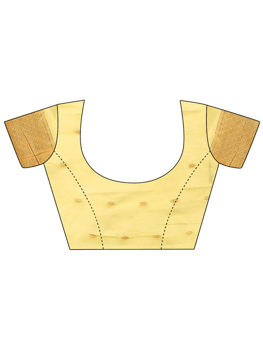 Yellow Linen Cotton Saree With Blouse Piece