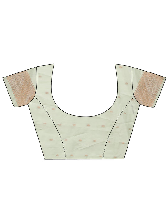 Light Green Linen Cotton Saree With Blouse Piece