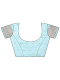 Sky Blue Linen Cotton Saree With Blouse Piece