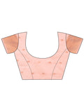 Pink Linen Cotton Saree With Blouse Piece