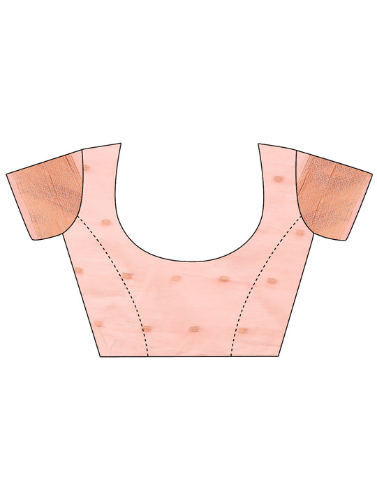 Pink Linen Cotton Saree With Blouse Piece