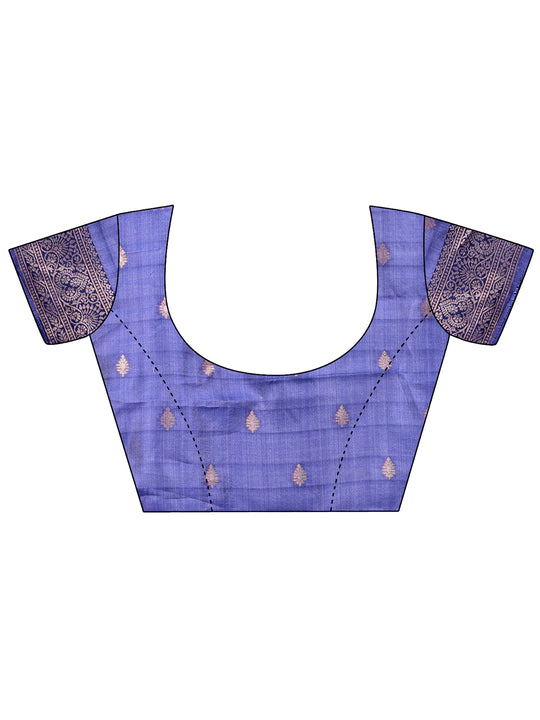 Sky Blue Linen Cotton Saree With Blouse Piece