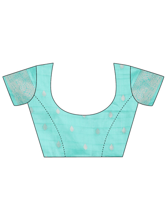 Sea Green Linen Cotton Saree With Blouse Piece