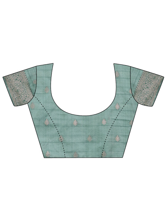 Light Green Linen Cotton Saree With Blouse Piece