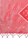 Peach Linen Cotton Saree With Blouse Piece