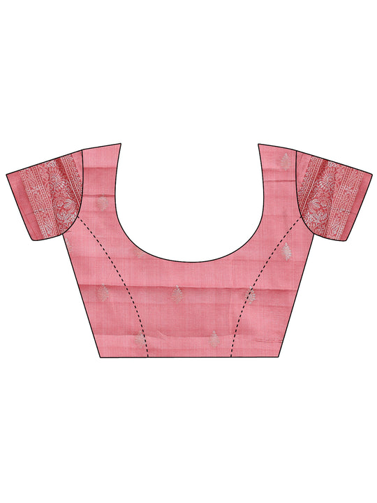 Peach Linen Cotton Saree With Blouse Piece