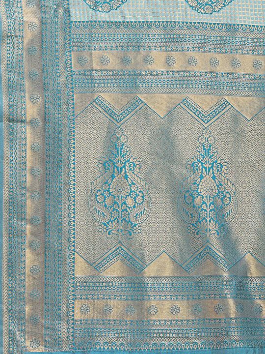 Sea Green Banarasi Silk Saree With Blouse Piece