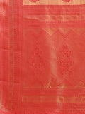 Orange & Red Banarasi Silk Saree With Blouse Piece