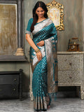 Sea Green Banarasi Silk Saree With Blouse Piece