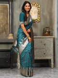 Sea Green Banarasi Silk Saree With Blouse Piece