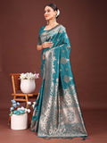 Sea Green Banarasi silk Saree With Blouse Piece