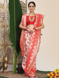 White Linen Cotton Saree With Blouse Piece