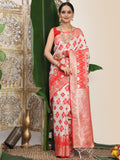White Linen Cotton Saree With Blouse Piece