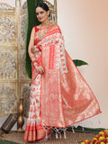 White Linen Cotton Saree With Blouse Piece
