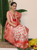 White Linen Cotton Saree With Blouse Piece