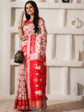 White Linen Cotton Saree With Blouse Piece