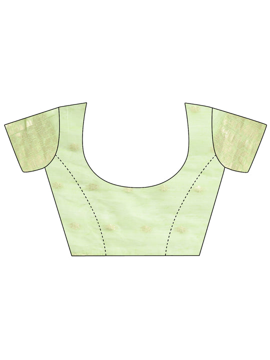 Light Green Cotton Saree With Blouse Piece