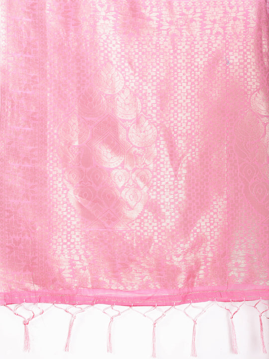 Pink Cotton Saree With Blouse Piece